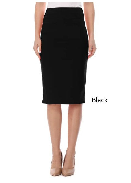 High Waisted Midi Pencil Skirt - Professional Office & Career Wear
