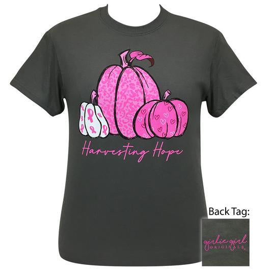 Breast Cancer Awareness T-Shirt | Pink Ribbon Pumpkin 'Harvesting Hope' Fall Tee
