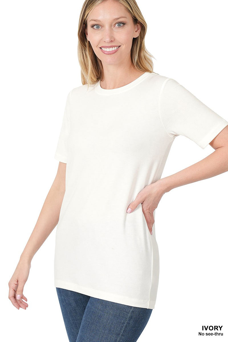 Women's Basic Black Crew Neck T-Shirt - Short Sleeve Essential Tee
