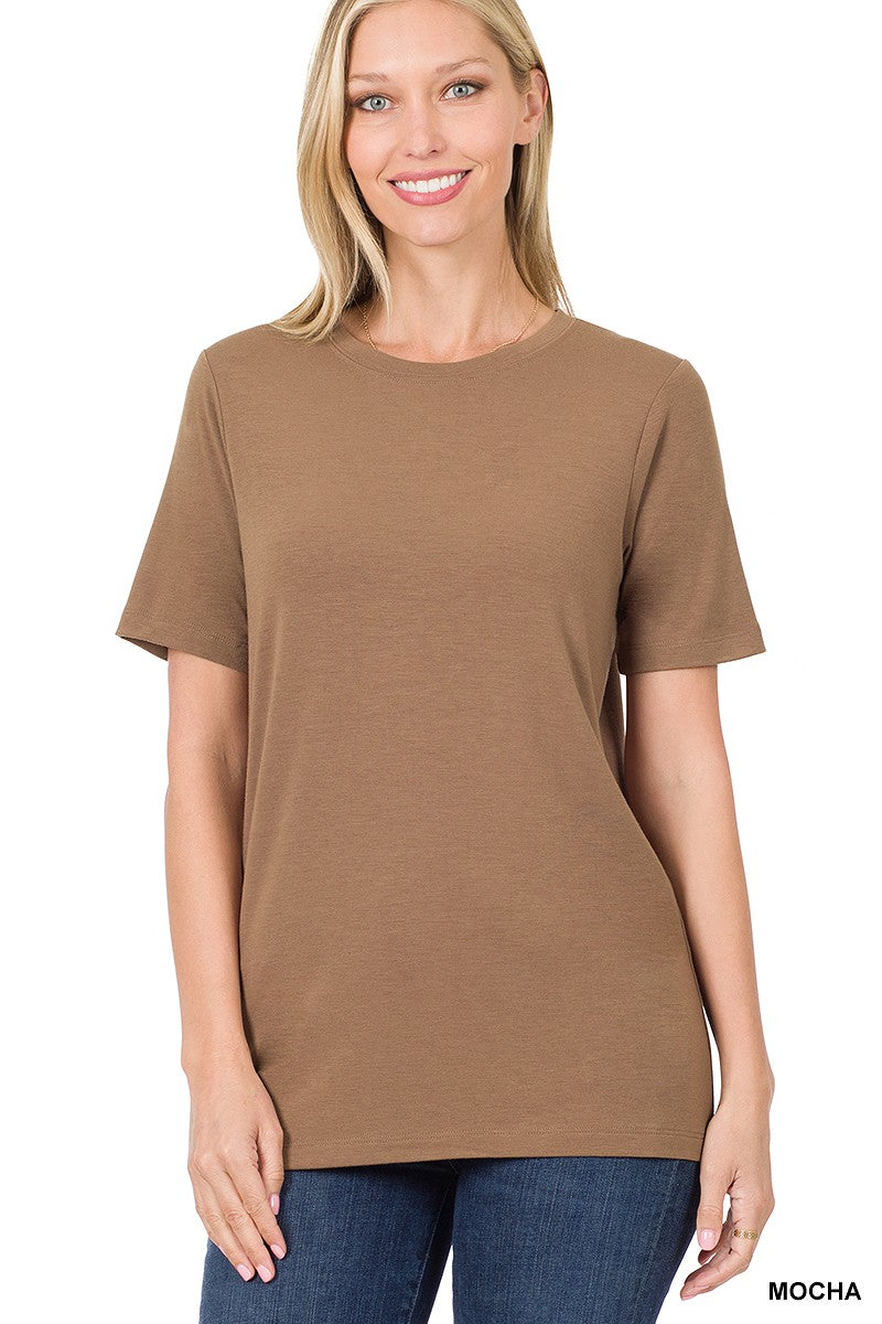 Women's Basic Black Crew Neck T-Shirt - Short Sleeve Essential Tee