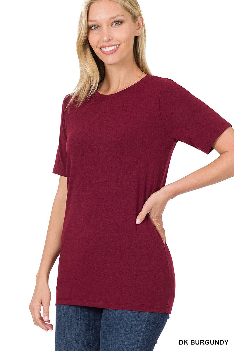 Women's Basic Black Crew Neck T-Shirt - Short Sleeve Essential Tee