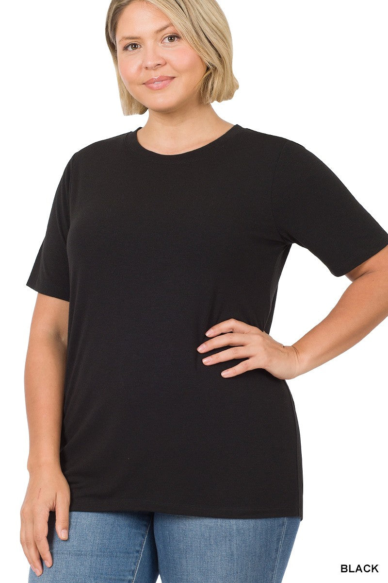 Women's Plus Size Solid T-Shirt - Soft-Touch Curvy Fit Essential Tee