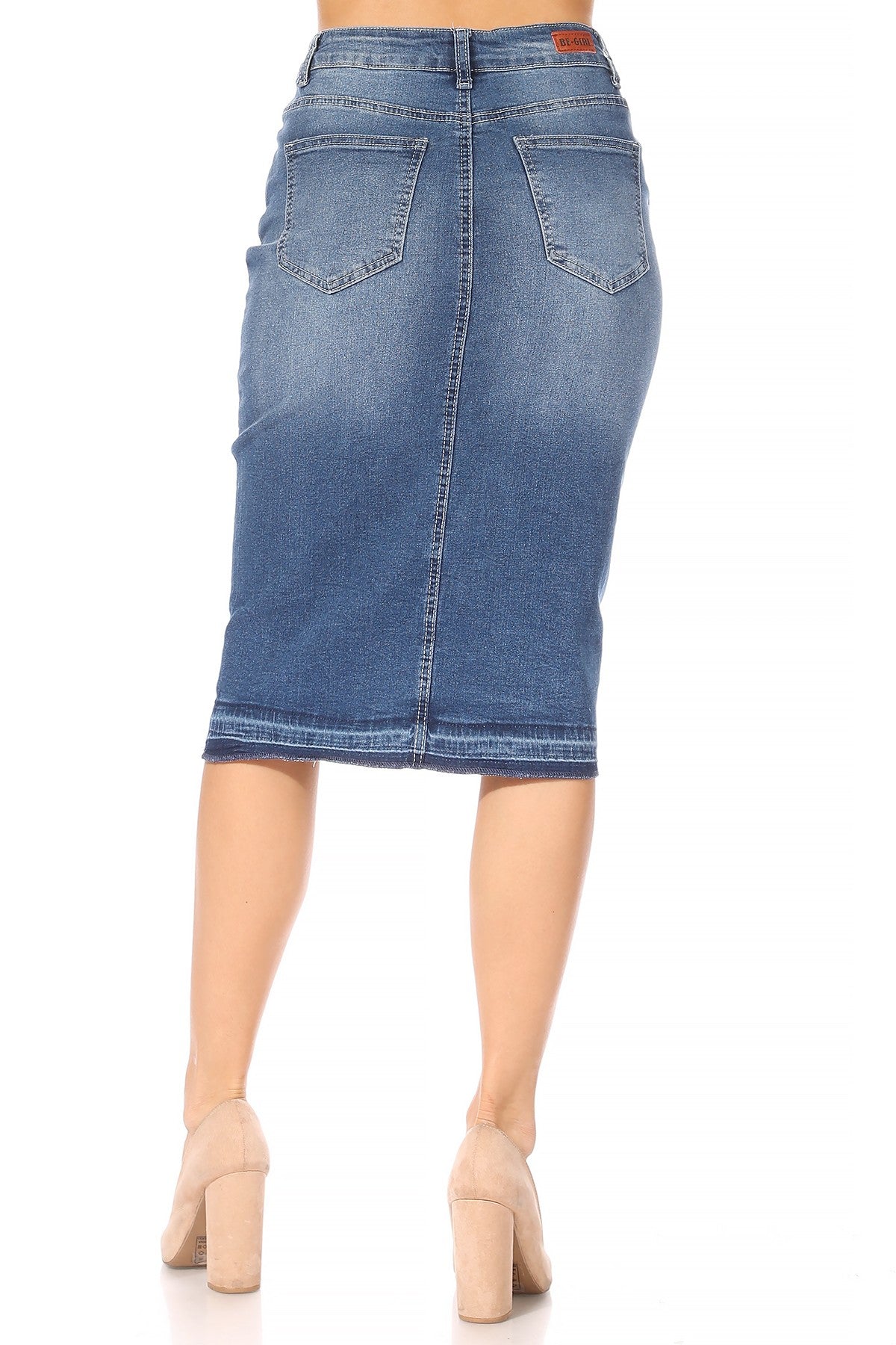 Mindy Distressed Denim Skirt