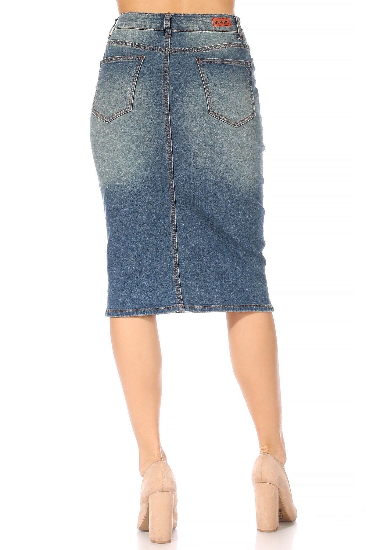 Vintage Washed Denim Skirt