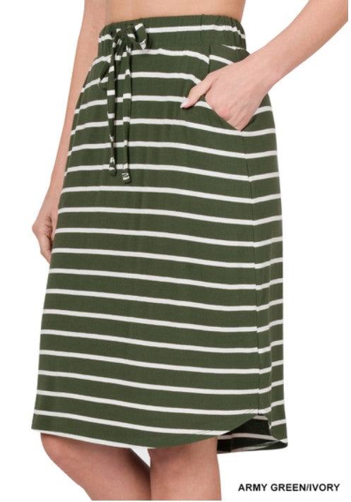 Stripe Weekender Drawstring Skirt