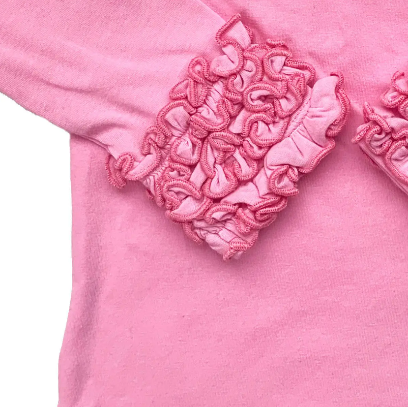 Girls Pink Ruffle Layering T-Shirt - Soft Cotton Spandex Tee for Kids
