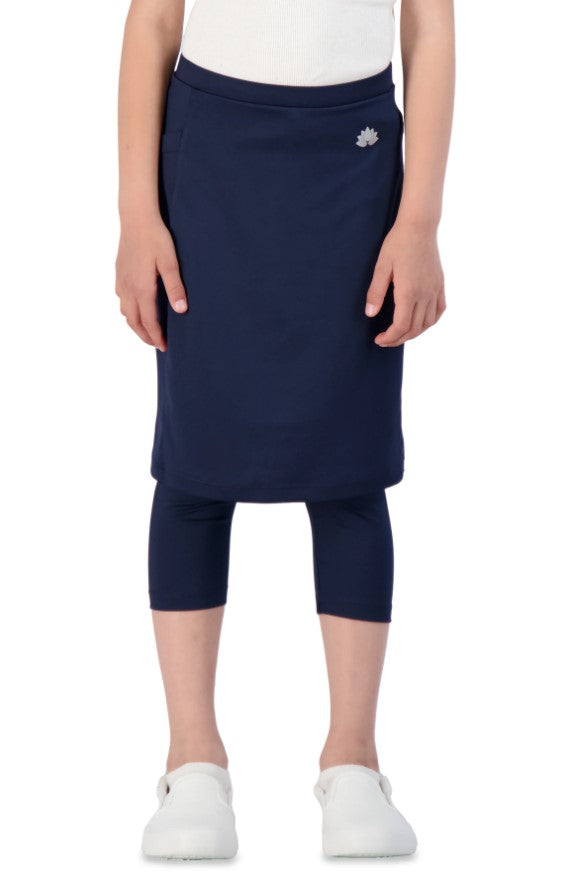 Girls Modest Athletic Skirt with Attached Leggings – Quick Dry Sport Skort for School & Active Play