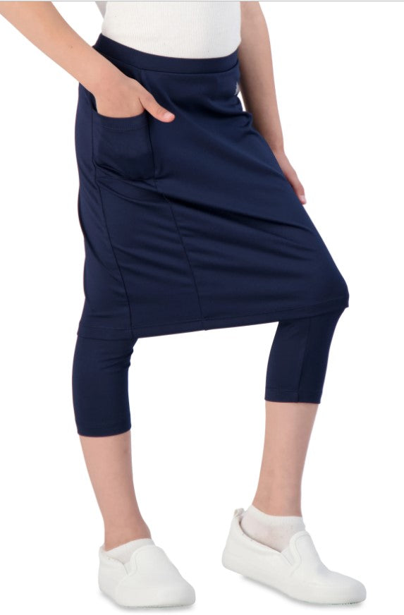 Girls Modest Athletic Skirt with Attached Leggings – Quick Dry Sport Skort for School & Active Play