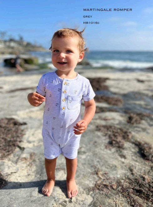 Dog Print Baby Boy Romper - 100% Organic Cotton Toddler One Piece Outfit