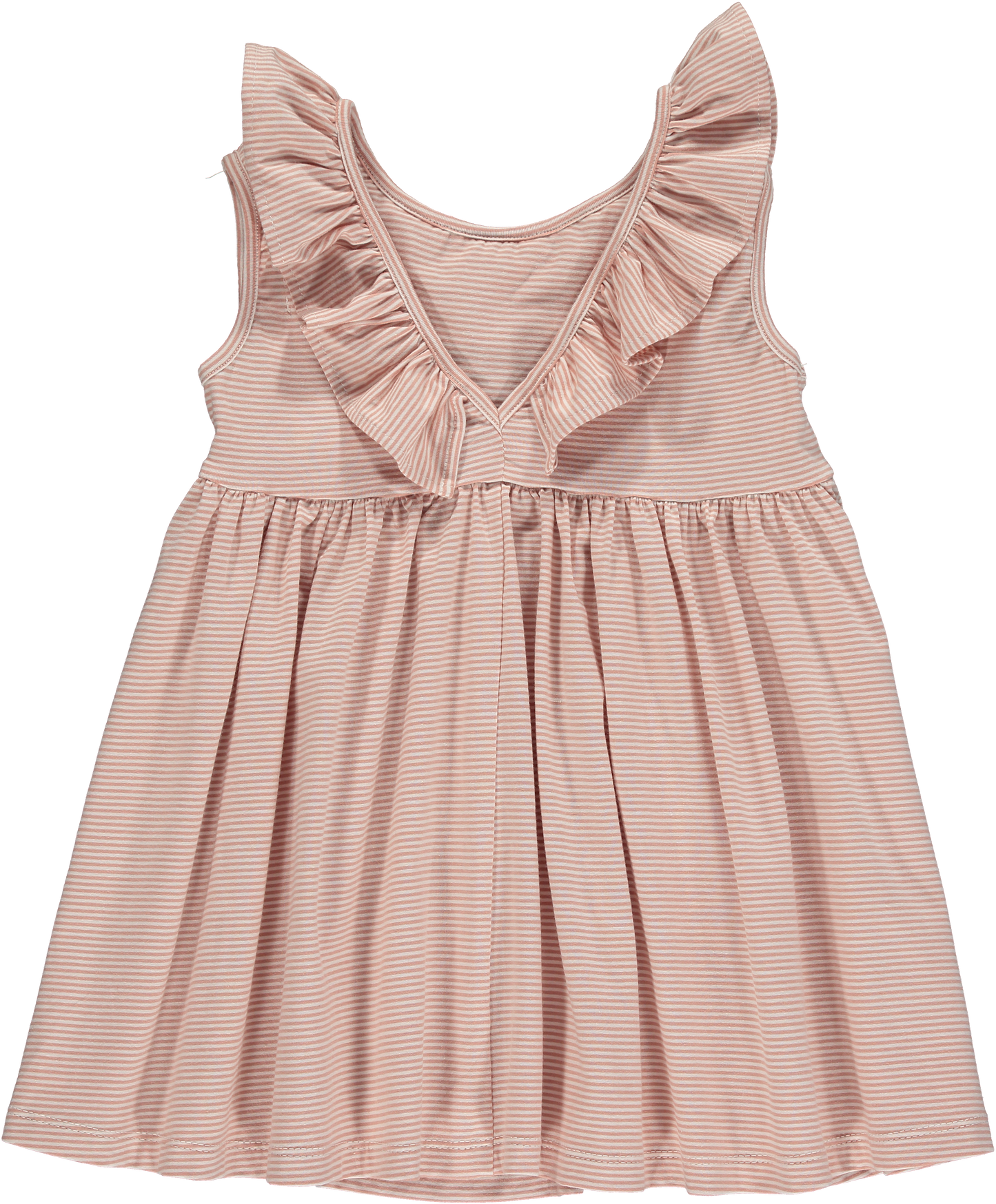 Bella Ruffle V-Back Micro-Stripe Matching Girls Dress