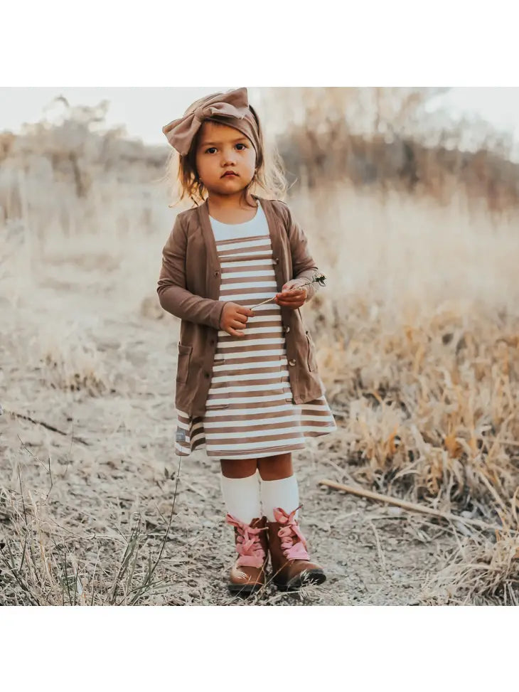 Toddler & Kids Knit Cardigan - Unisex Cotton Blend Sweater - Dark Mocha