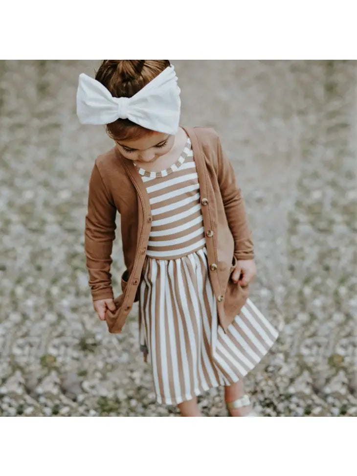 Toddler & Kids Knit Cardigan - Unisex Cotton Blend Sweater - Dark Mocha