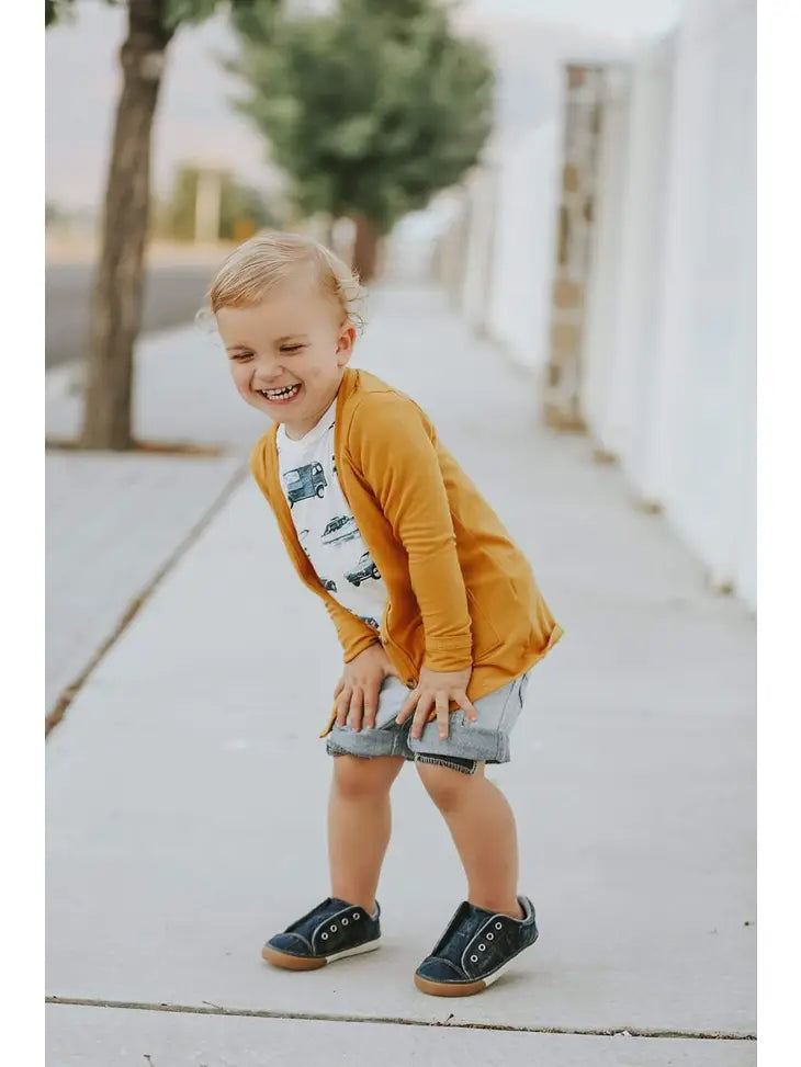 Toddler & Kids Knit Cardigan - Unisex Cotton Blend Sweater - Dark Mocha